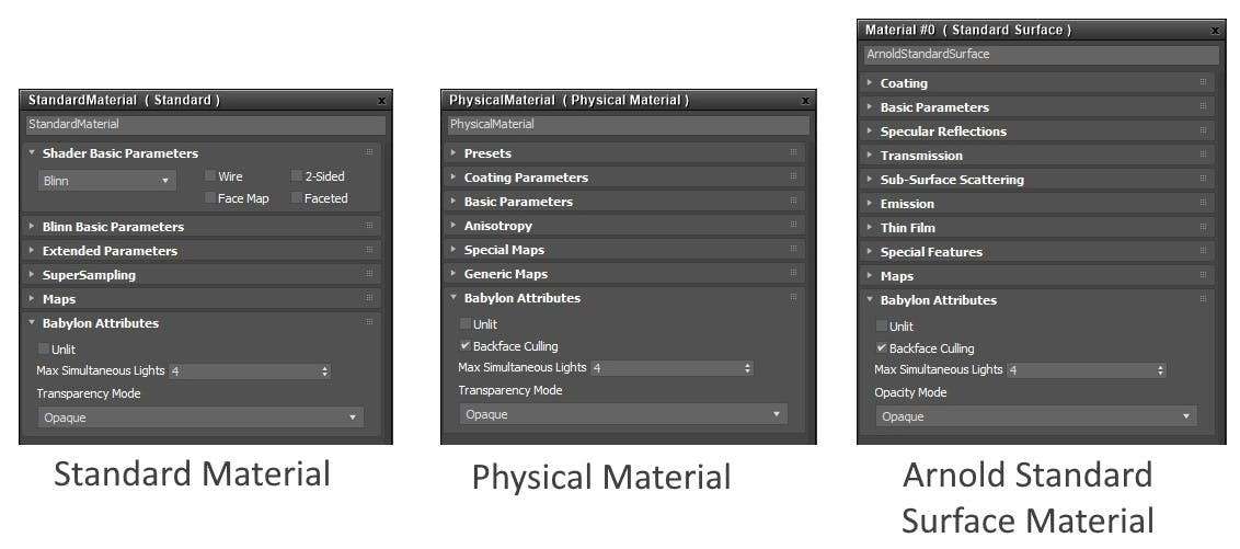 3DS MAX babylon material attributes