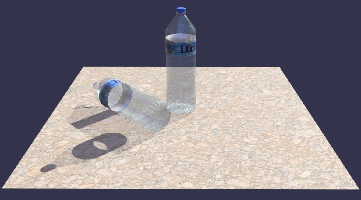 Transparent objects cast soft transparent shadows - bottles