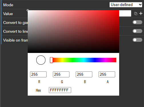 The gamma decoded color picker implemented in the Babylon.js node material editor