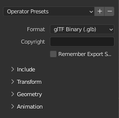 Blender glTF Exporter - Format
