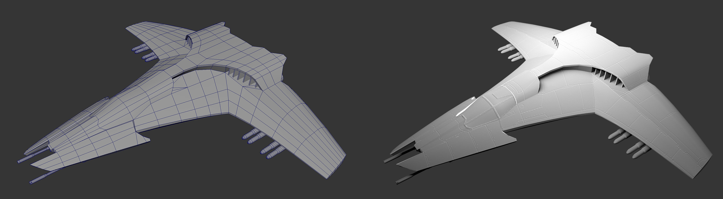 Detail baked to a normal texture for space fighter