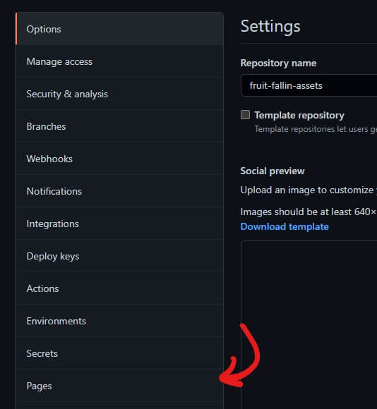Settings -> Pages