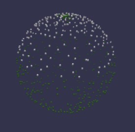 Instancing boxes on a sphere with different material per hemisphere